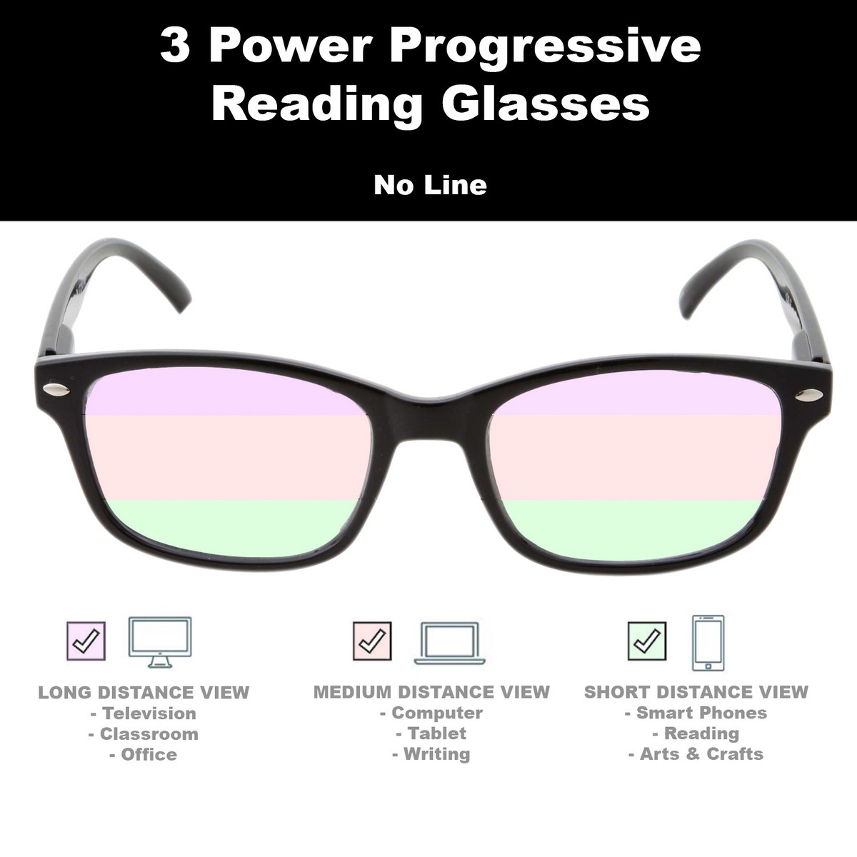 Rotondo Multi Focale Occhiali Da Lettura 3 Gradazioni IN 1 Lettore Molla - Foto 4