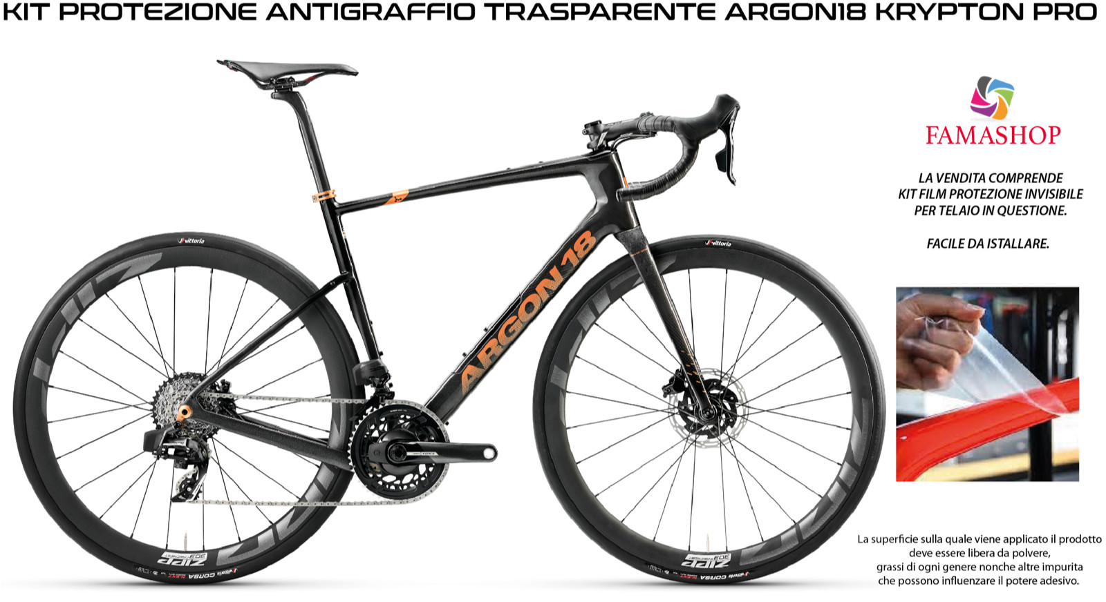 KIT PELLICOLA PROTEZIONE TRASPARENTE PER BICI DA CORSA ARGON18  KRYPTON PRO 2024