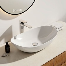 Keramik Waschbecken Waschtisch Aufsatzwaschbecken Oval Waschschale EMKE