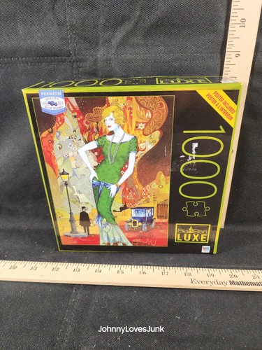 Big Ben Luxe 1000 Teile Puzzle Art Deco 20er Jahre Mucha Girl Milton Bradley