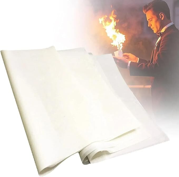 Flash Paper Magic Fire Sheets – (10cm*10cm 15pcs) Fast Burning, No Smoke No Ash