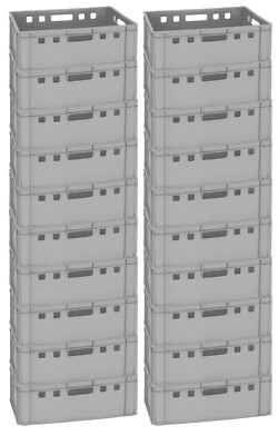 Gastlando E2 Fleischerkiste – Kunststoffbox 60x40x20 Cm, Grau, 20 Stück, Stapelbar