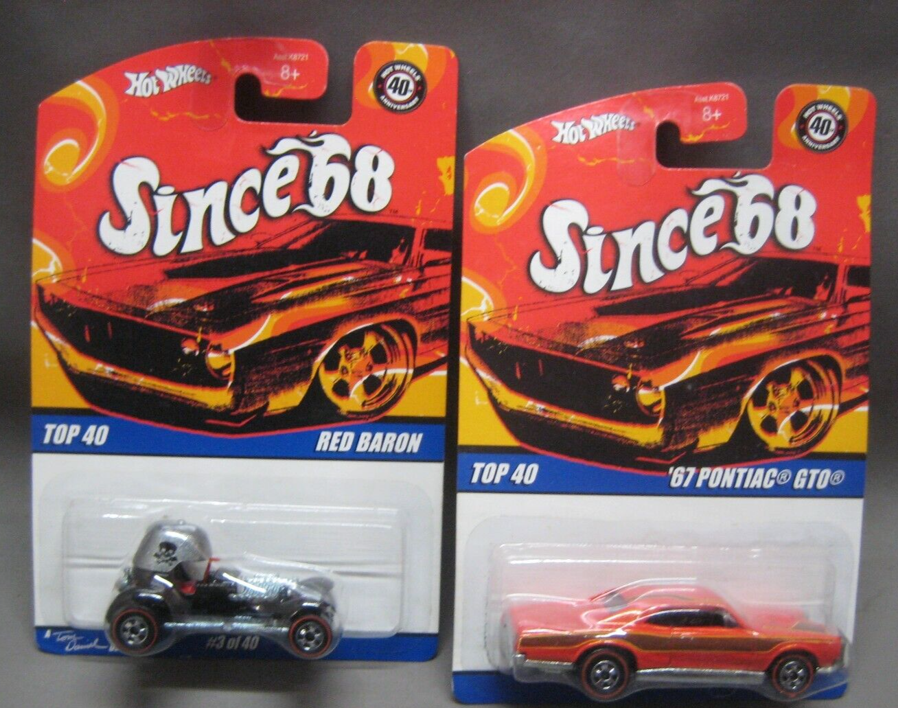 2008 HOT WHEELS SINCE 68 SERIES LOT OF 2 RED BARON & 1967 PONTIAC GTO MINT x