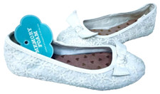 SO Youth Girl's Tiffaney Slip On Comfort Ballet Flats White Sparkle Size:2 171E