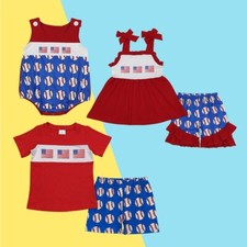 4th Of July Sibling Baby Summer Baseball Flag Holiday Gift Clothing