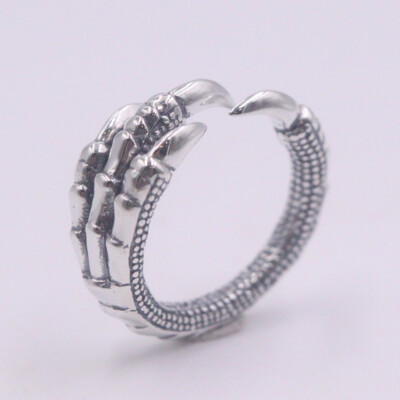 Echt 925 Sterlingsilber Ring 9 mm Vintage Adlerkralle Herren Bandring US Größe 8