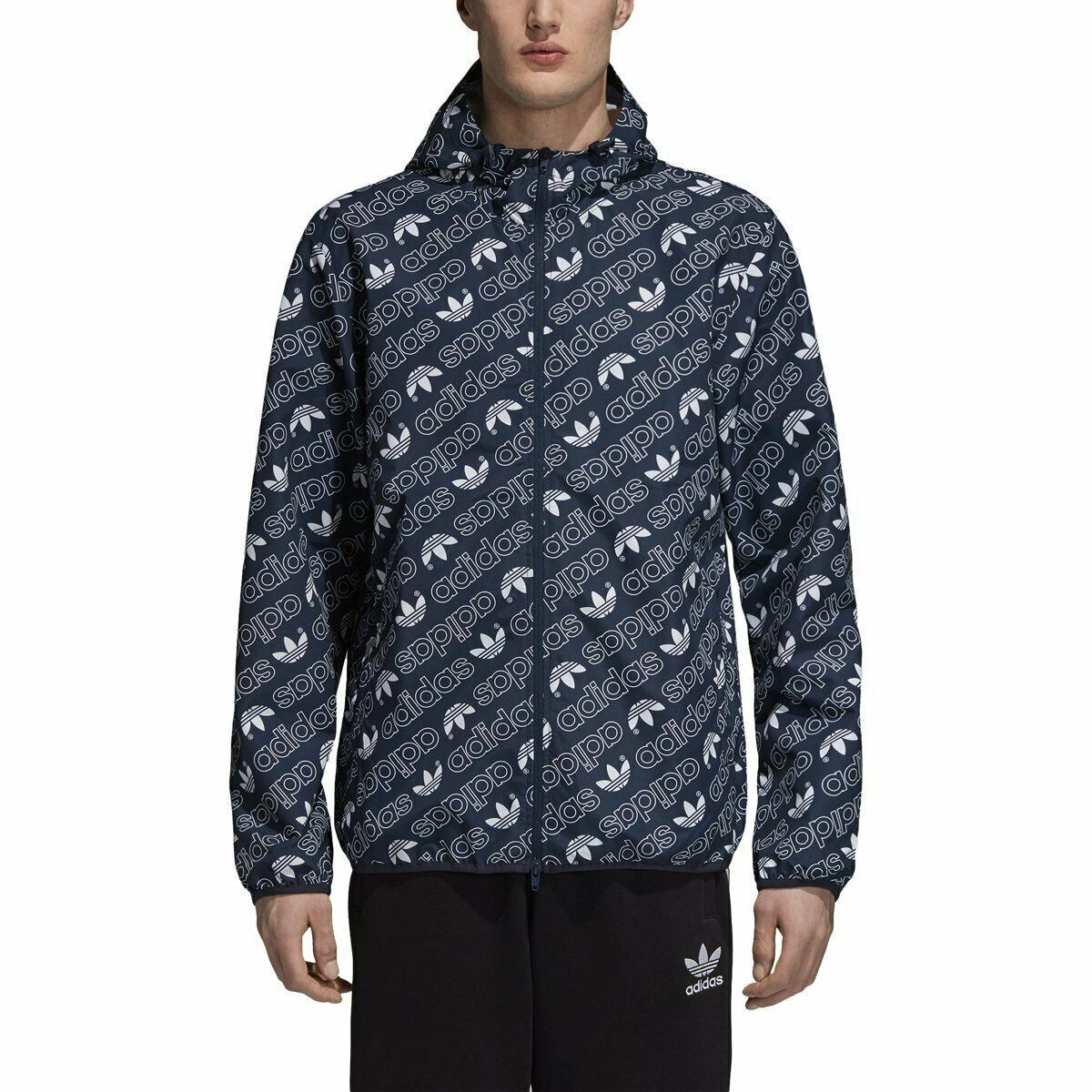 Adidas Originals Monogram All Over Print Hooded Windbreaker Jacket  