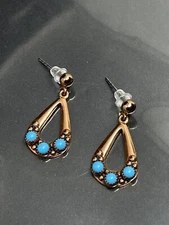 Vintage WM Co. Wheeler Mfg. Co. Southwest Copper Turquoise Post Dangle Earrings