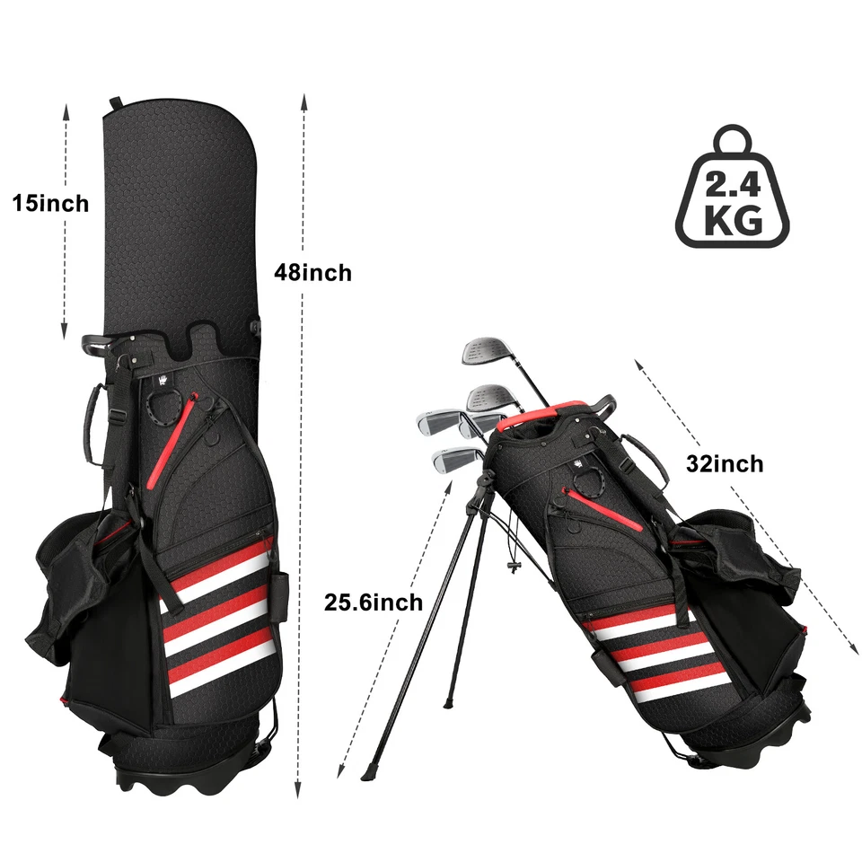 14 Way Golf Bag Lightweight Golf Club Bags w/Safe/Cooler-Pocket Rain-Hood Stand - Image 2 of 4