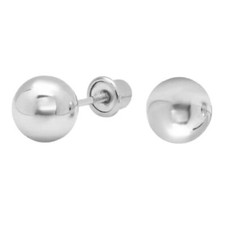 Genuine 14k White Gold 5mm Round Ball Stud Screwback Safety Stud Earrings