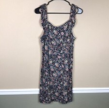 LOFT Women’s Boho Floral Print Multi-Color Flutter Sleeve Shift Dress Sz L