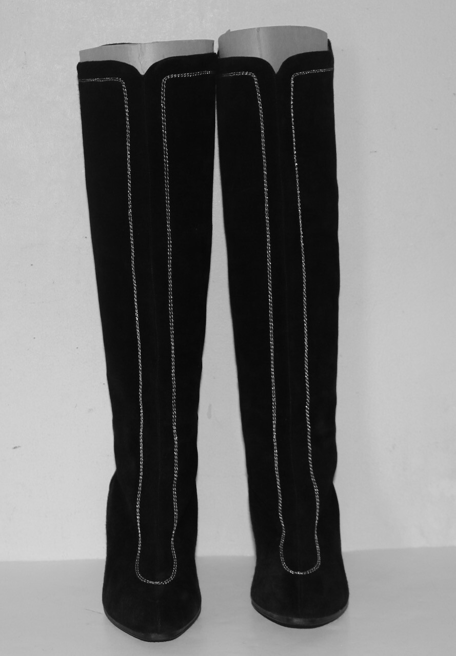 Stivali Yves Saint Laurent YSL neri scamosciati pull on 38 US 8