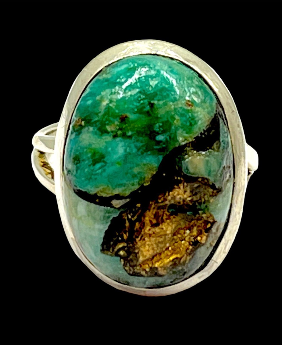 RARE 925 STERLING SILVER NATURAL TURQUOISE STONE WITH SOLID