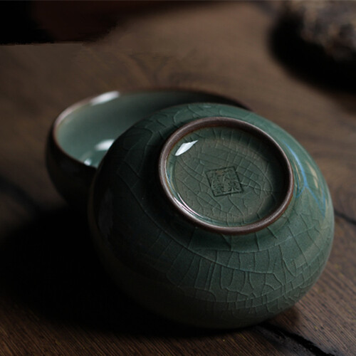 Longquan Porcelain Tea Cup Crackle Glaze Brother Kiln Serving Cup Double Fish - Picture 6 of 10