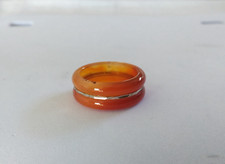 BAGUE VINTAGE EN AGATE & OR BLANC 18K ANNEAU CORNALINE