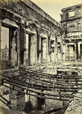 Belagerung von Paris Kommune Ruinen Tuilerien Palast Frieden altes Liebert Foto 1871
