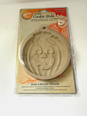 NOS Wilton Stoneware Pumpkin Cookie Mold 1997 Stoneware Gift Baker