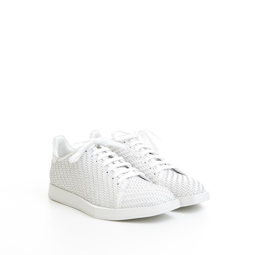 BERLUTI 1490$ White Braided Leather Stellar Low Top Sneakers - Picture 2 of 11