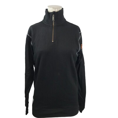 HELLY HANSEN - MEN'S SMALL - BLACK OXFORD HALF ZIP SWEATSHIRT WORKWEAR W/ LOGO