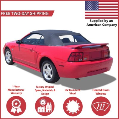 Convertible Soft Top Fits 1994-2004 Ford Mustang w/DOT Heated Glass Window Black