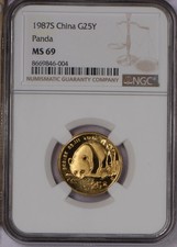 1987-S Gold Panda 1/4 oz. 25 Yuan NGC MS69 4417.28 per troy oz