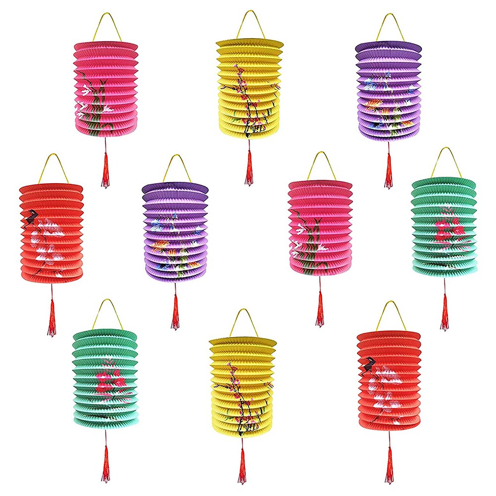 10 Pcs Paper Lanterns Colorful Holiday Hanging Lantern Chinese Japanese Paper Ha