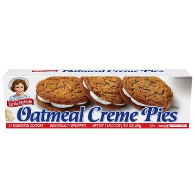 Little Debbie Oatmeal Crème Pies, 12 Individually Wrapped Sandwich Cookies, 16.2