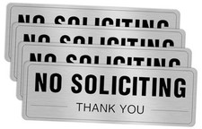 9x3 Inch Aluminum Silver Sign for House Business for Self No Soliciting