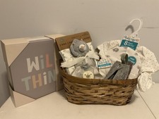 Neutral Baby Boy Gift Hamper Basket Maternity Shower Gift Baby