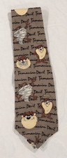 Vintage TAZ Necktie Silk Looney Tunes Tasmainian Mania 1996 Warner Bros Neck Tie