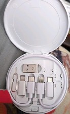 Clam Shell Case Data Cable Set New. Multiple Connectors Apple Android Type C