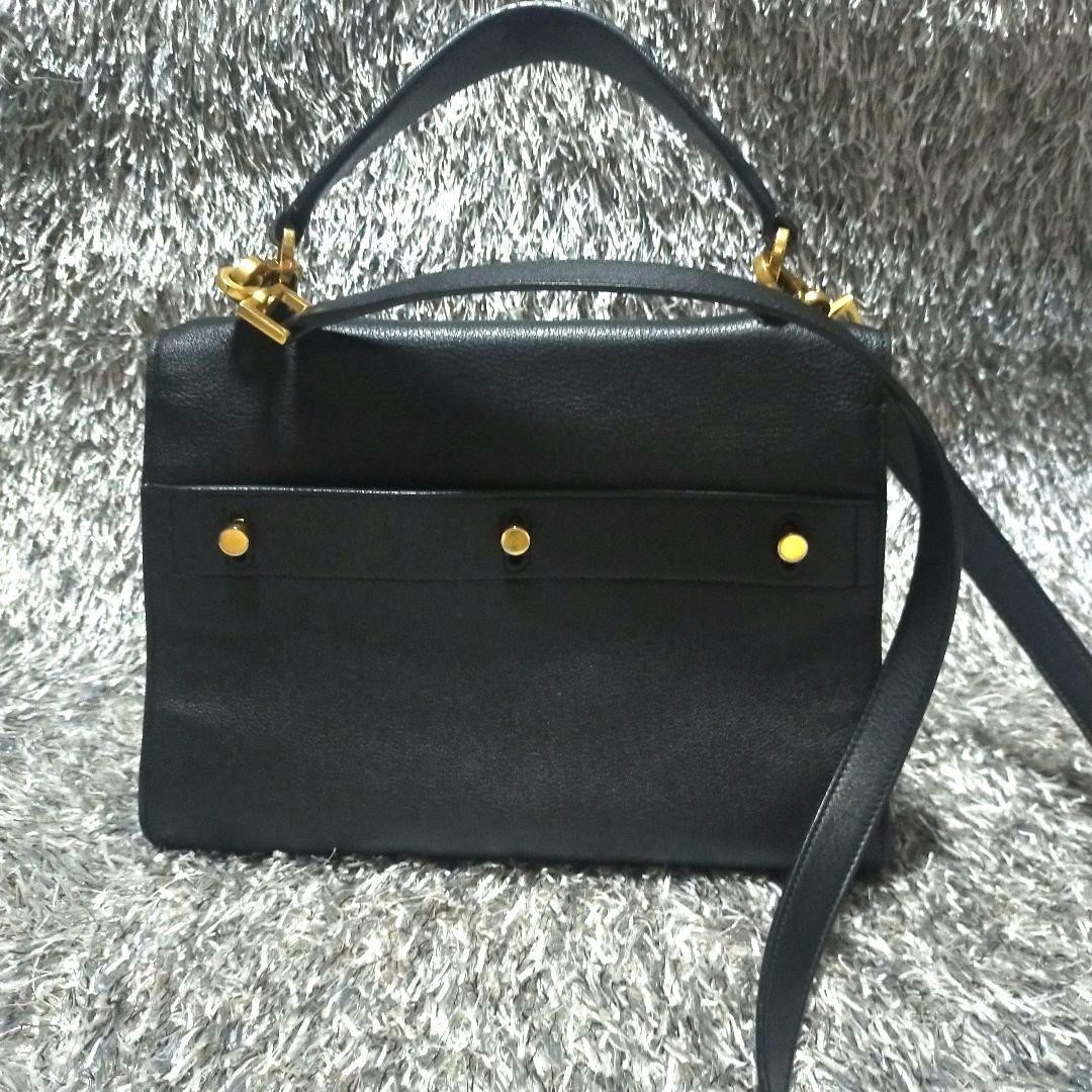 Borsa a tracolla Saint Laurent M due mani 313499 pelle nera oro autentica