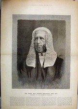 Original Old Antique Print Right Hon Arthur Wellesley Peel Speaker Portrait 1886