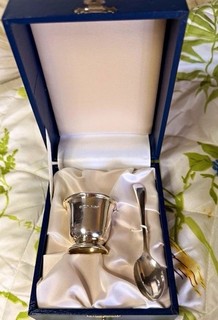 Carrs Solid Sterling Silver Egg Cup & Spoon Set with Box retails over £700