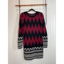 Romeo & Juliet Couture Womens Rec & Black Long Sleeve Mini Sweater Dress Size S