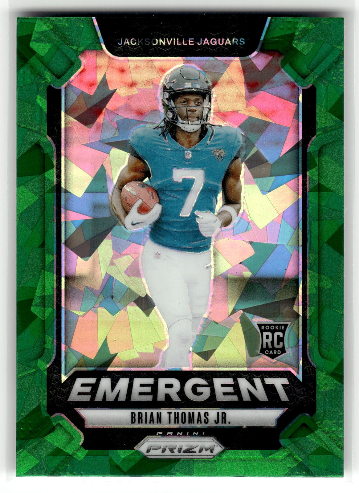 Brian Thomas Jr. 2024 Panini Prizm #12 Jaguars Emergent Green Ice Prizm RC