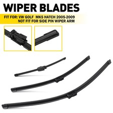 3PCS Front Rear Windscreen Wiper Blades Set Fit VW Golf MK5 Hatch 2005-09 Rubber