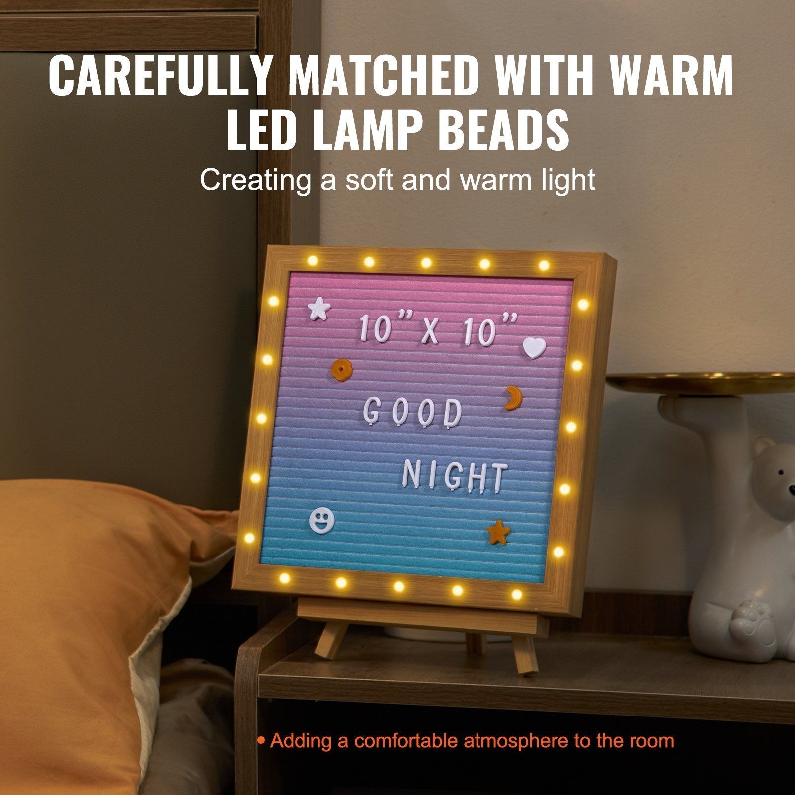 Gradient Felt Letter Board, 10"x10" Felt Message Board, Changeable Sign Bo