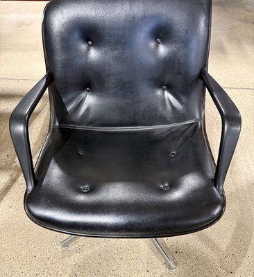 Vintage MCM Black Vinyl Faux Leather Steelcase 451 Office Chair Style Pollock
