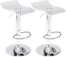 Acrylic Bar Stools Set of 2,Backless Transparent Swivel Adjustable Airlift,Clear