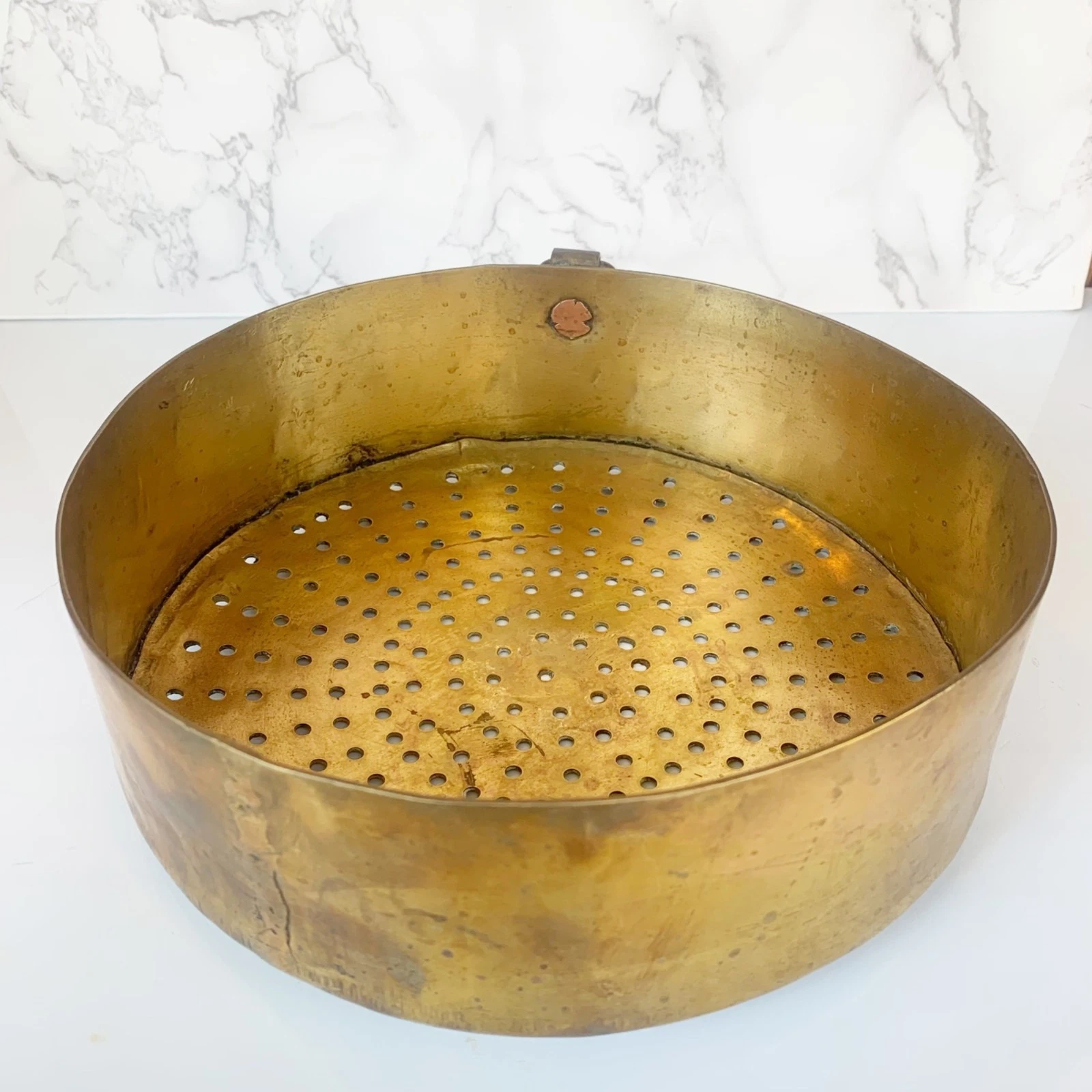 Antique Handmade Brass Sieve Colander Perforated or Jalleda Mangala Snanam