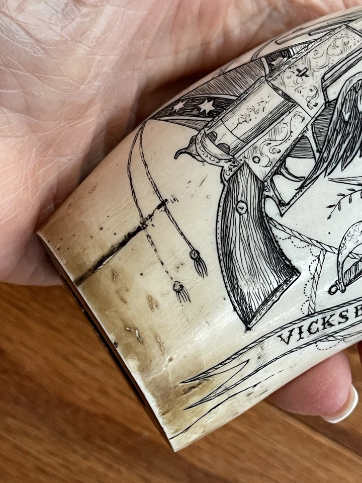 "Reproducción Crimshaw resina diente de ballena vicksburg mississippi guerra civil ~ 6""" Foto 3 de 4