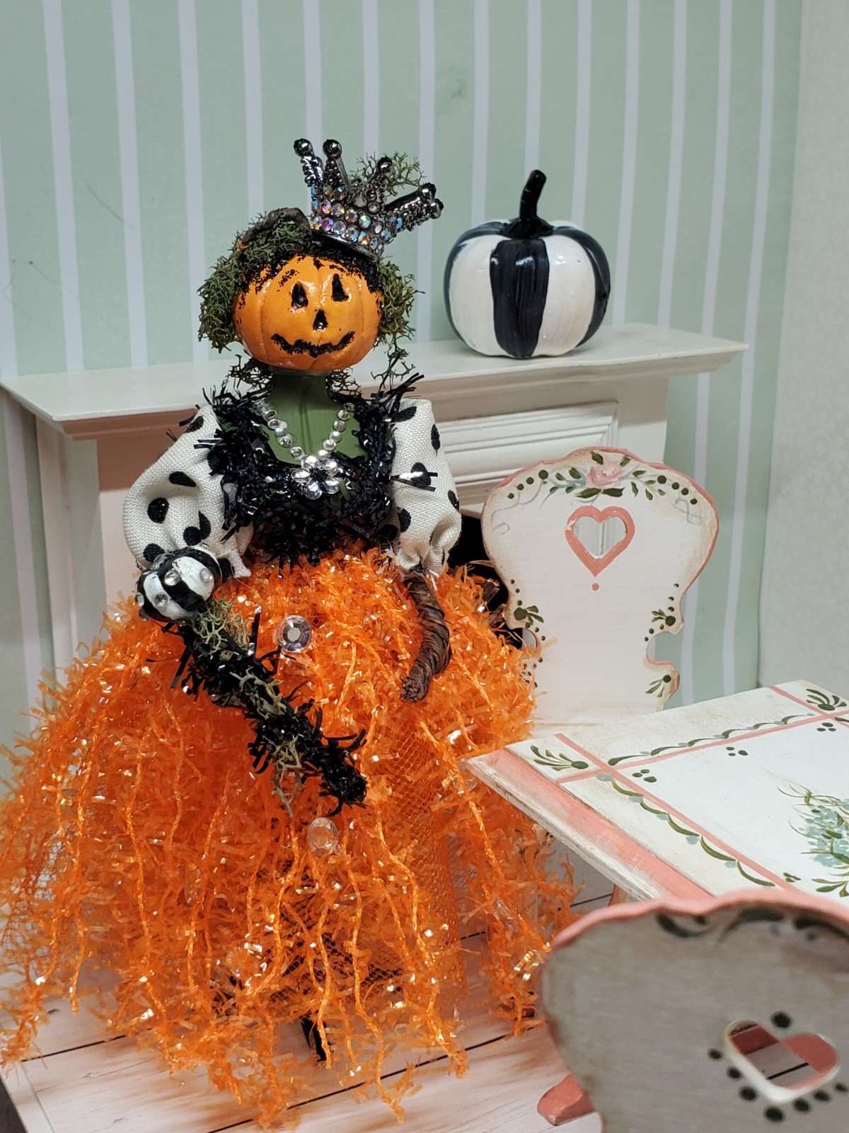 Miniature Dollhouse Furniture Pumpkin head doll  1 in scale