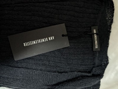 New ANN DEMEULEMEESTER Black Long Cardigan Open Knit Avant Garde