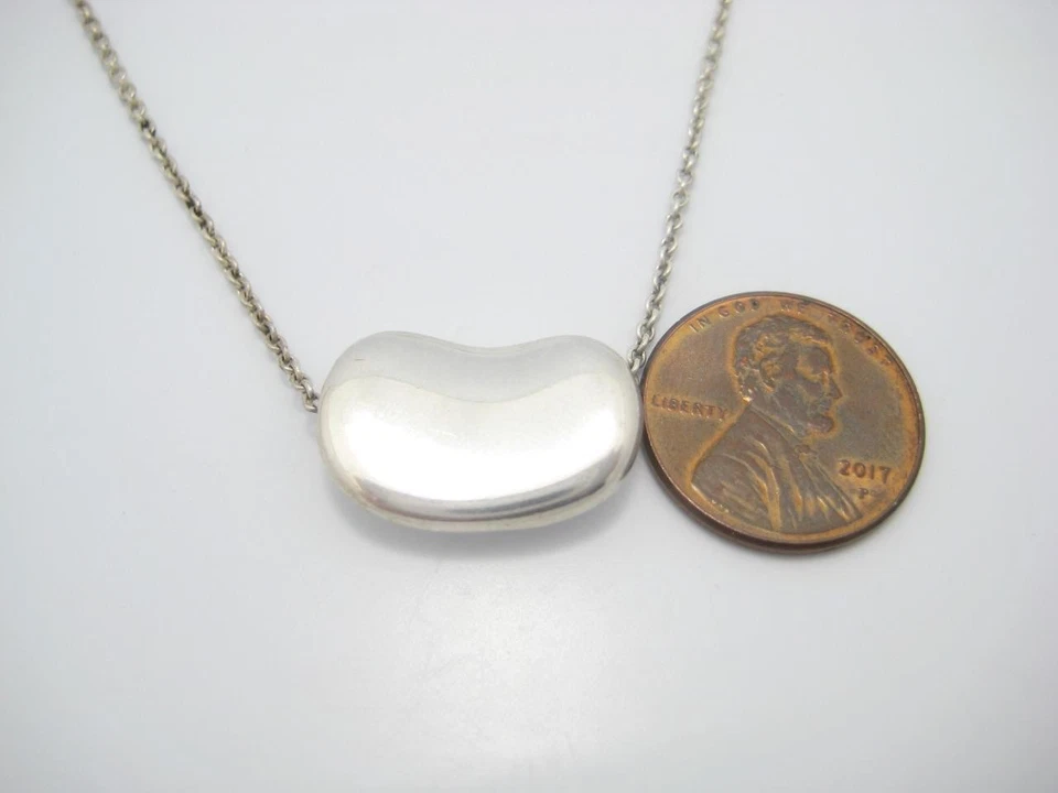 Collar Tiffany & Co. Plata Esterlina Elsa Peretti Frijol Mediano 15" - Bolsa Foto 2 de 4