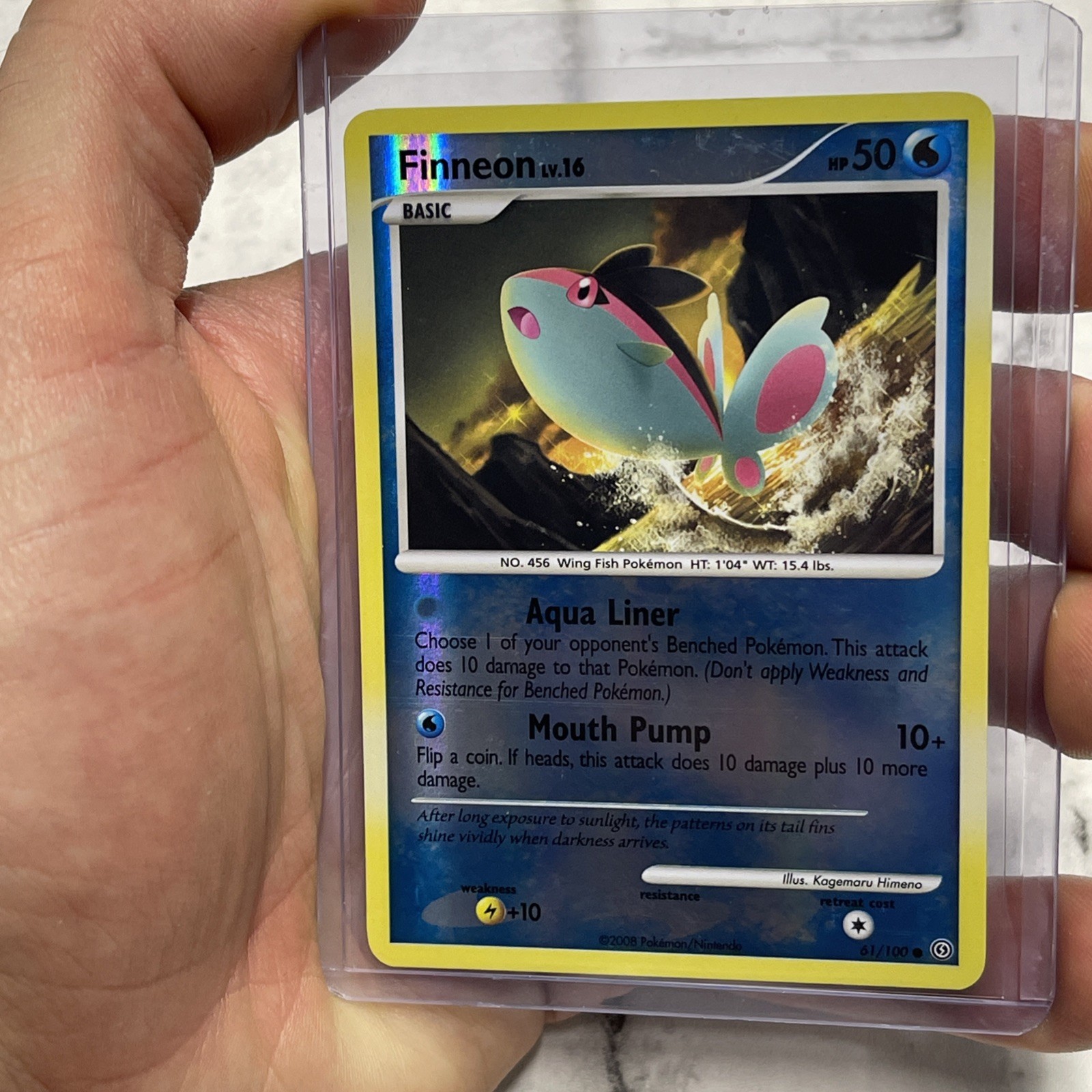 Pokemon Stormfront 61/100 Finneon Reverse Holo LP 2008 Nintendo Common Card TCG