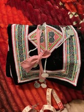 Hmong Costume Shirt And Apron with 60 Francaise 1914 Repro Coins Size Pit 18-20