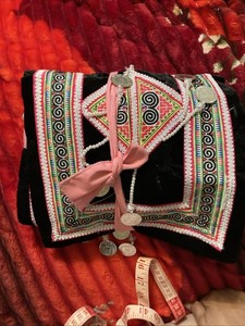 Hmong Costume Shirt And Apron with 60 Francaise 1914 Repro Coins Size Pit 18-20