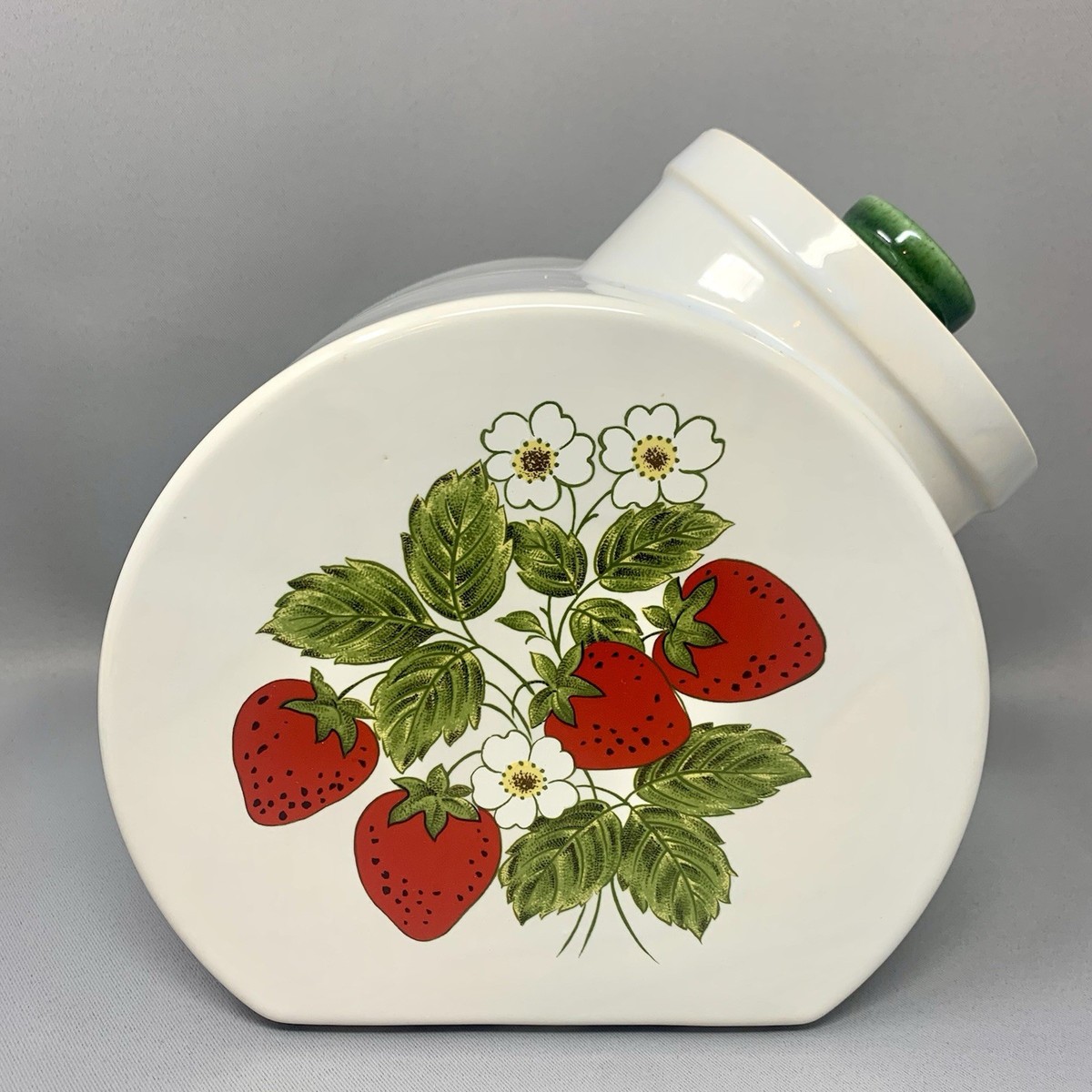 Vintage McCoy Strawberry Cookie Jars and Canister with Green Lids