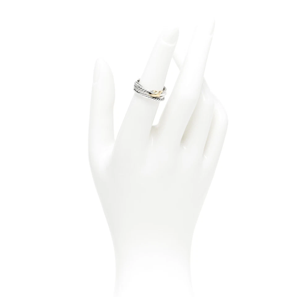 Pre-owned David Yurman Sterling Silver Yellow Gold 6mm X Crossover Ring 7.5 - Image 2 of 4
